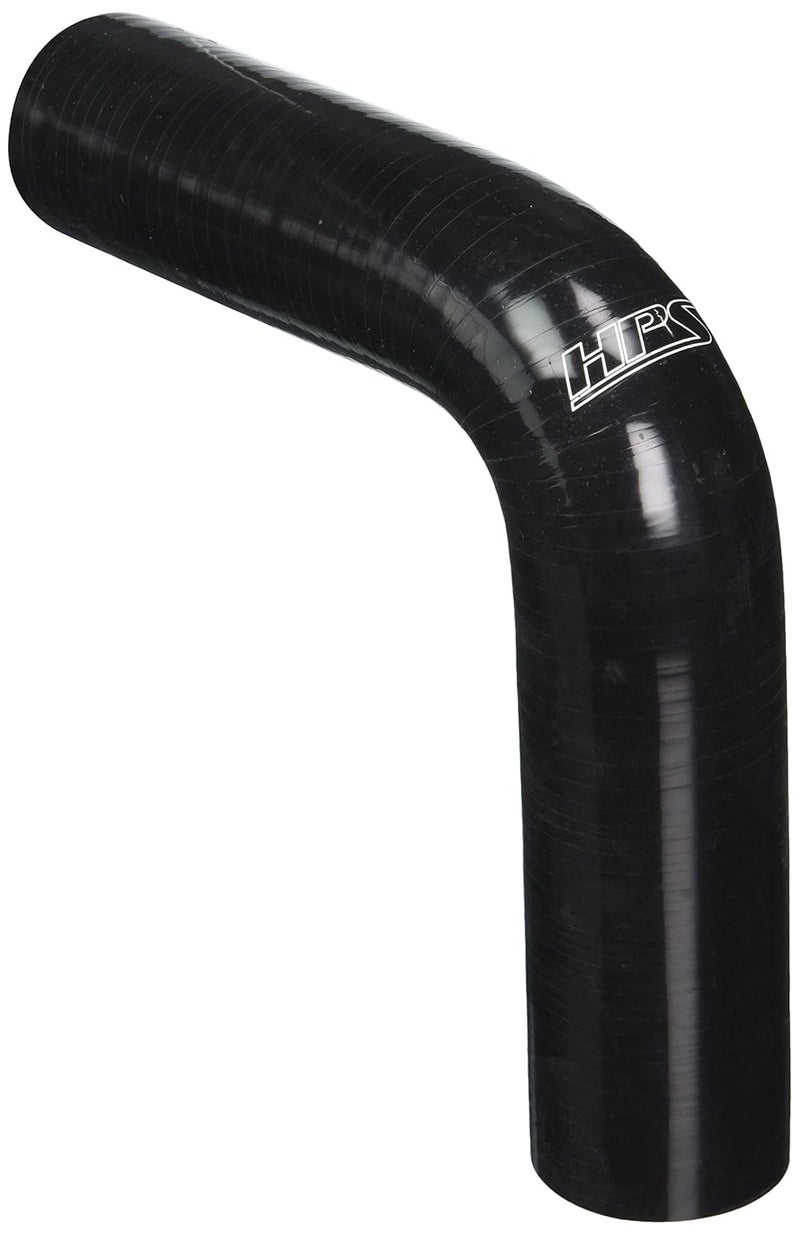 HTSER90-138-150-BLK Silicone High Temperature 4-ply Reinforced 90 degree Elbow Reducer Coupler Hose, 75 PSI Maximum Pressure, 4" Leg Length on each side, 1-3/8" > 1-1/2" ID, Black